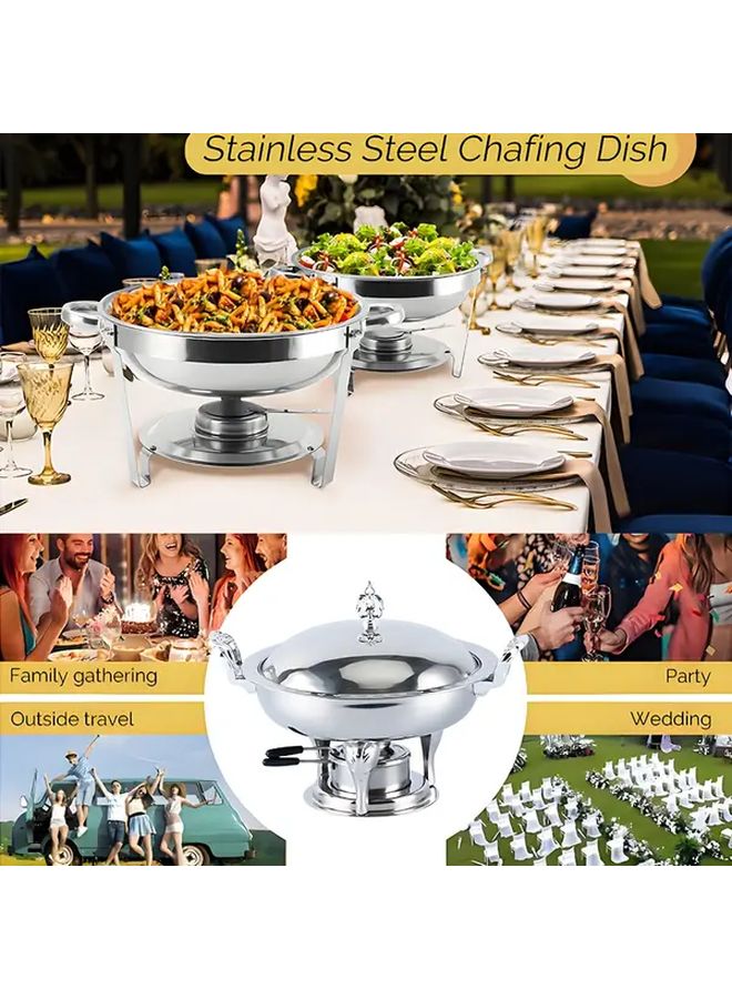 Rose Silvery Stainless Steel Buffet Hot Pot Food Warmer With Tray Stand Lid - Image 4